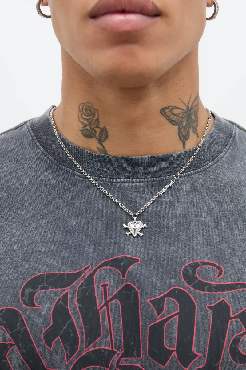HEART AND CROSSBONES UNISEX - Halskette - silver-colored