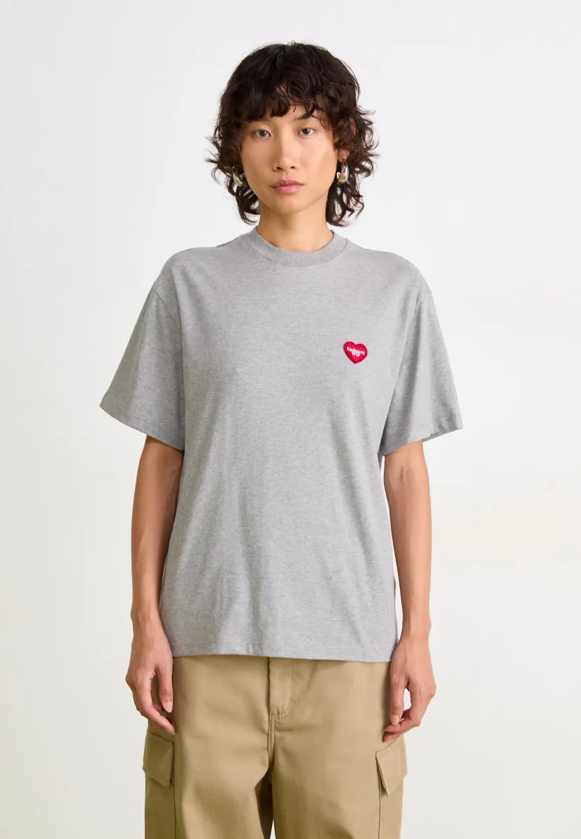HEART PATCH - T-Shirt print - grey heather/red