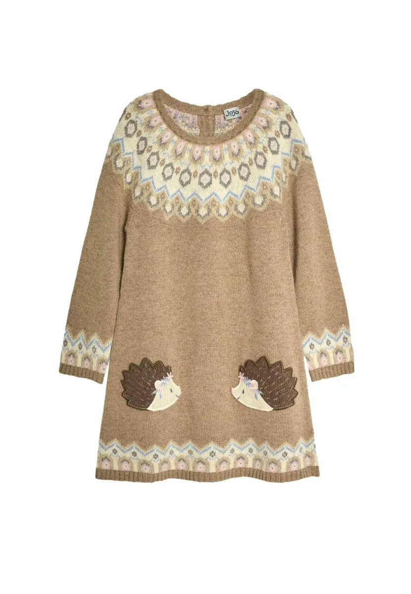 HEDGEHOG POCKETS NORDIC FAIR ISLE REGULAR FIT - Strickkleid - natural