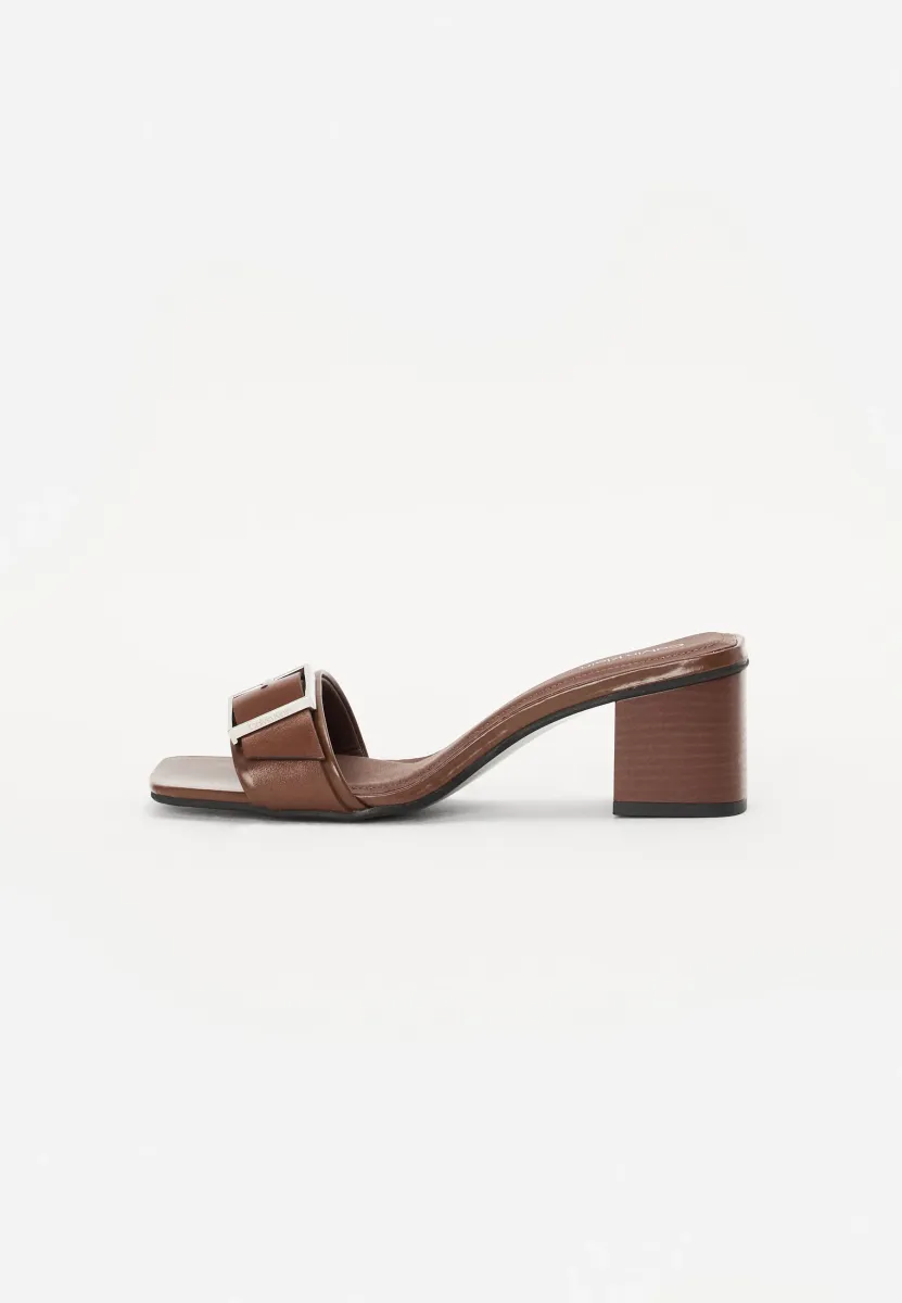 HEEL MULE BUCKLE  - Pantolette hoch - chocolate lab