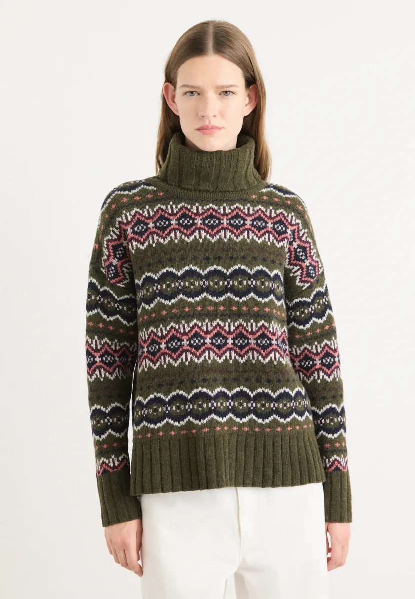 HELEN JUMPER - Strickpullover - olive/multi-colour