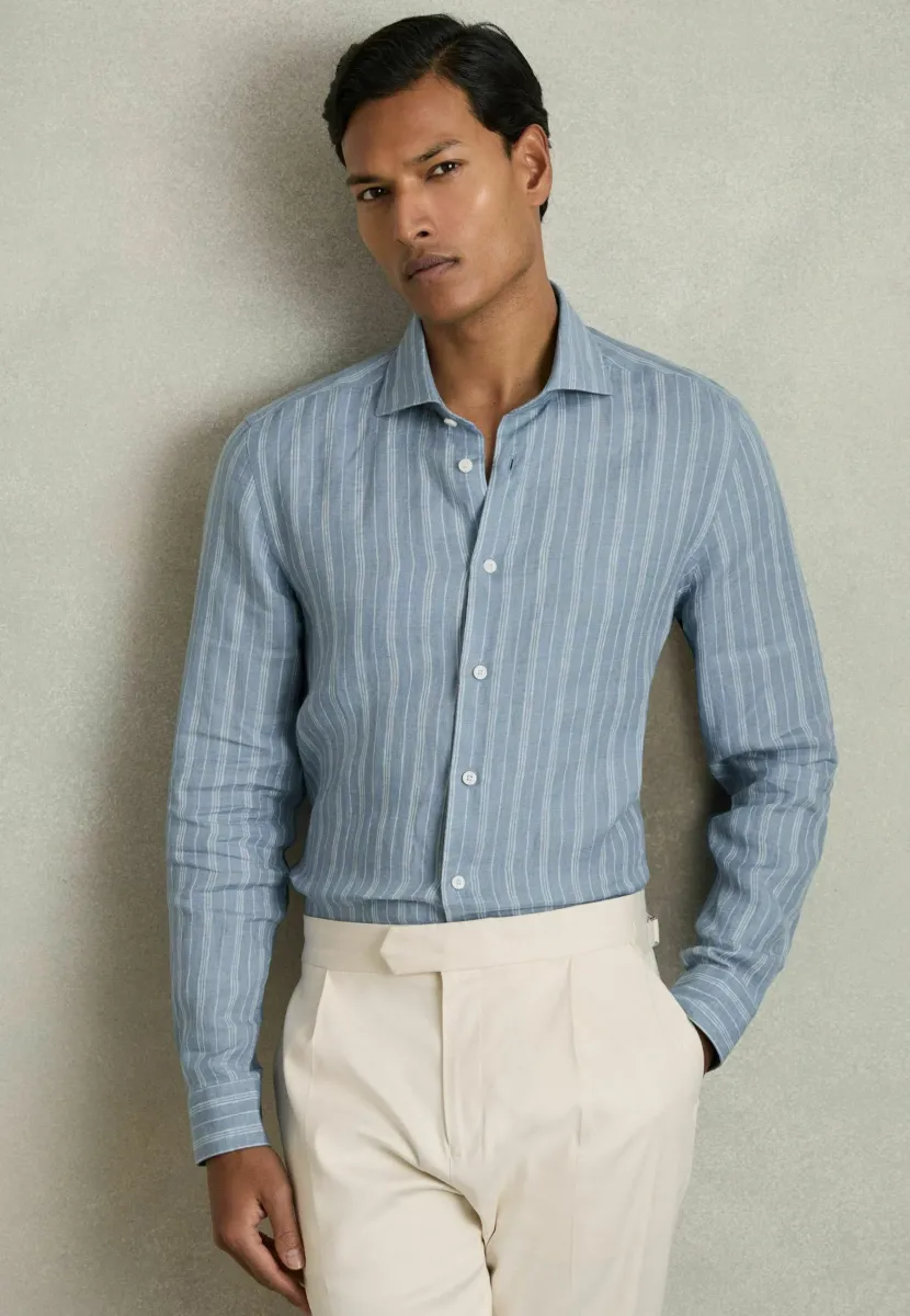 Hemd - airforce blue white bengal stripe