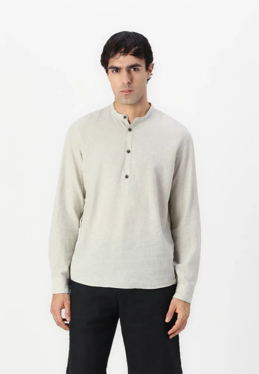 Hemd - beige abbey stone chambray
