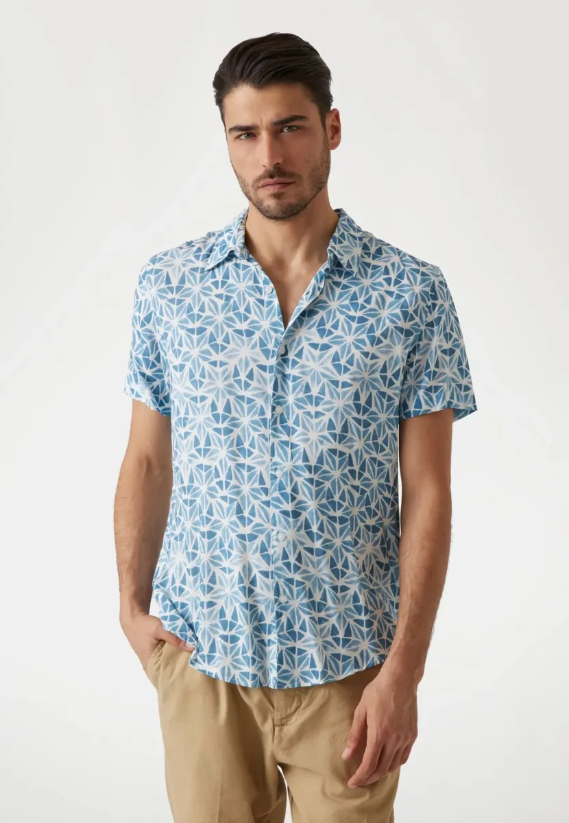 Hemd - blumenmuster blau