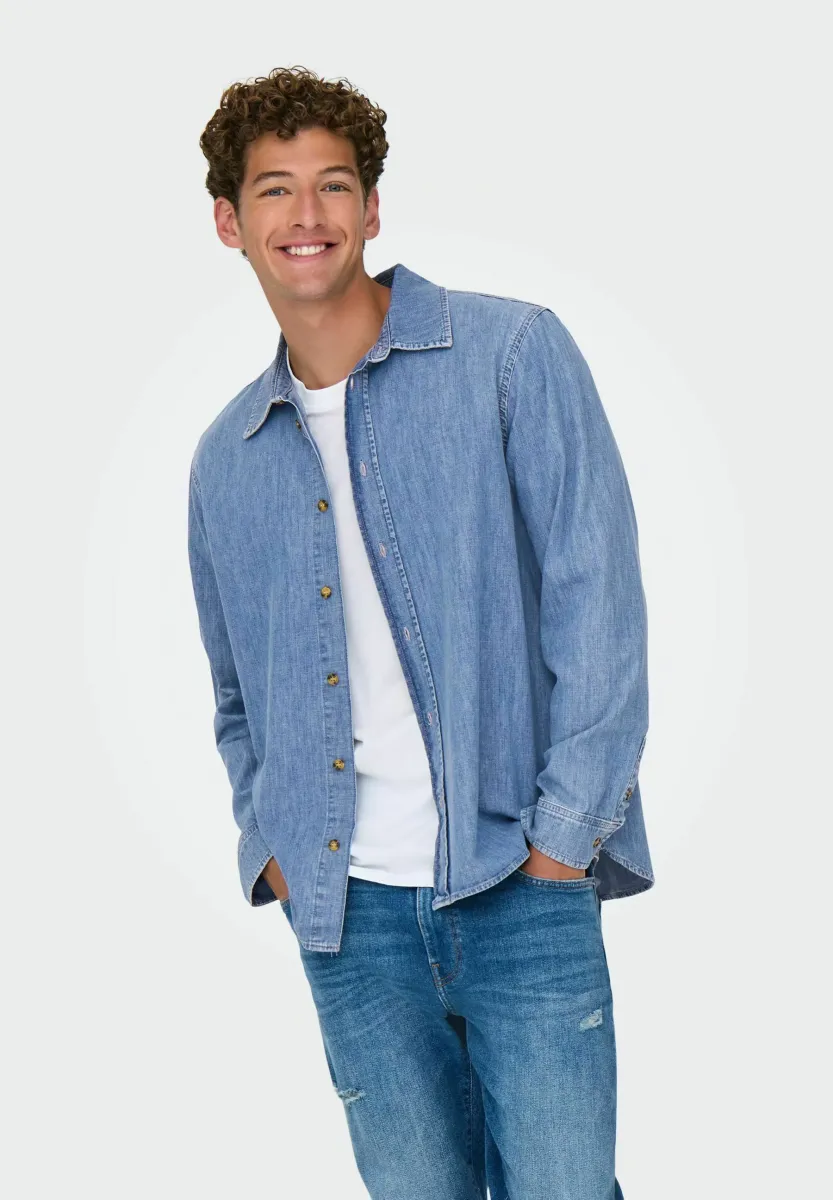 Hemd - medium blue denim