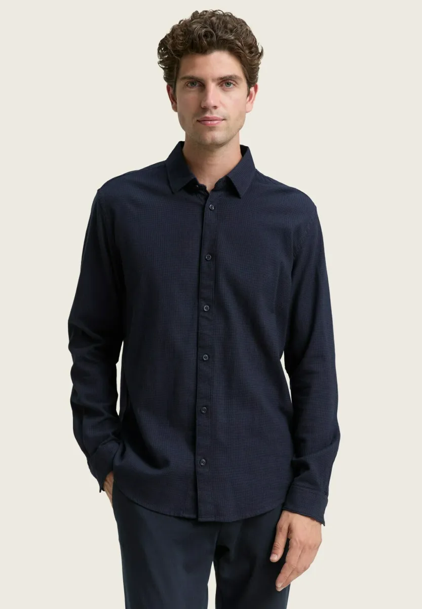 Hemd - navy tonal squared structure