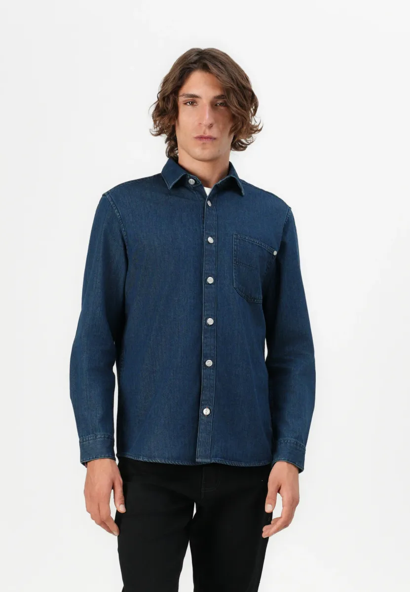 Hemd - used dark stone blue denim