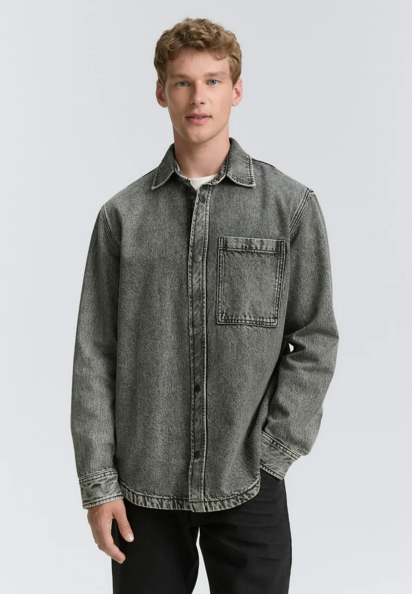 Hemd - used mid stone grey denim