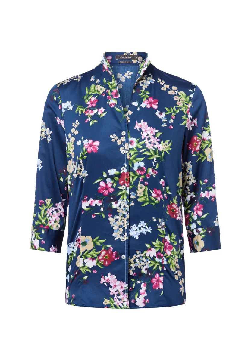 Hemdbluse - indigo mehrfarbig