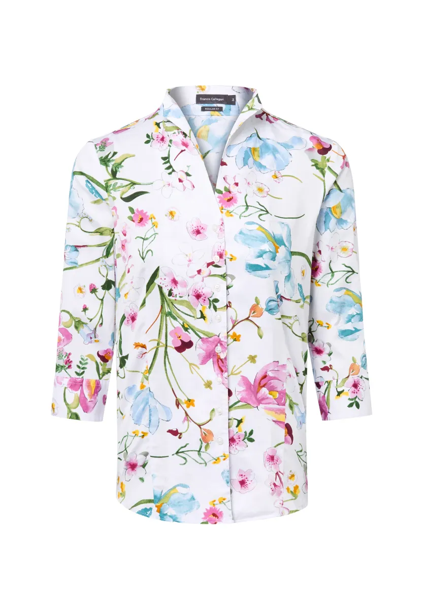 Hemdbluse - weiß mehrfarbig