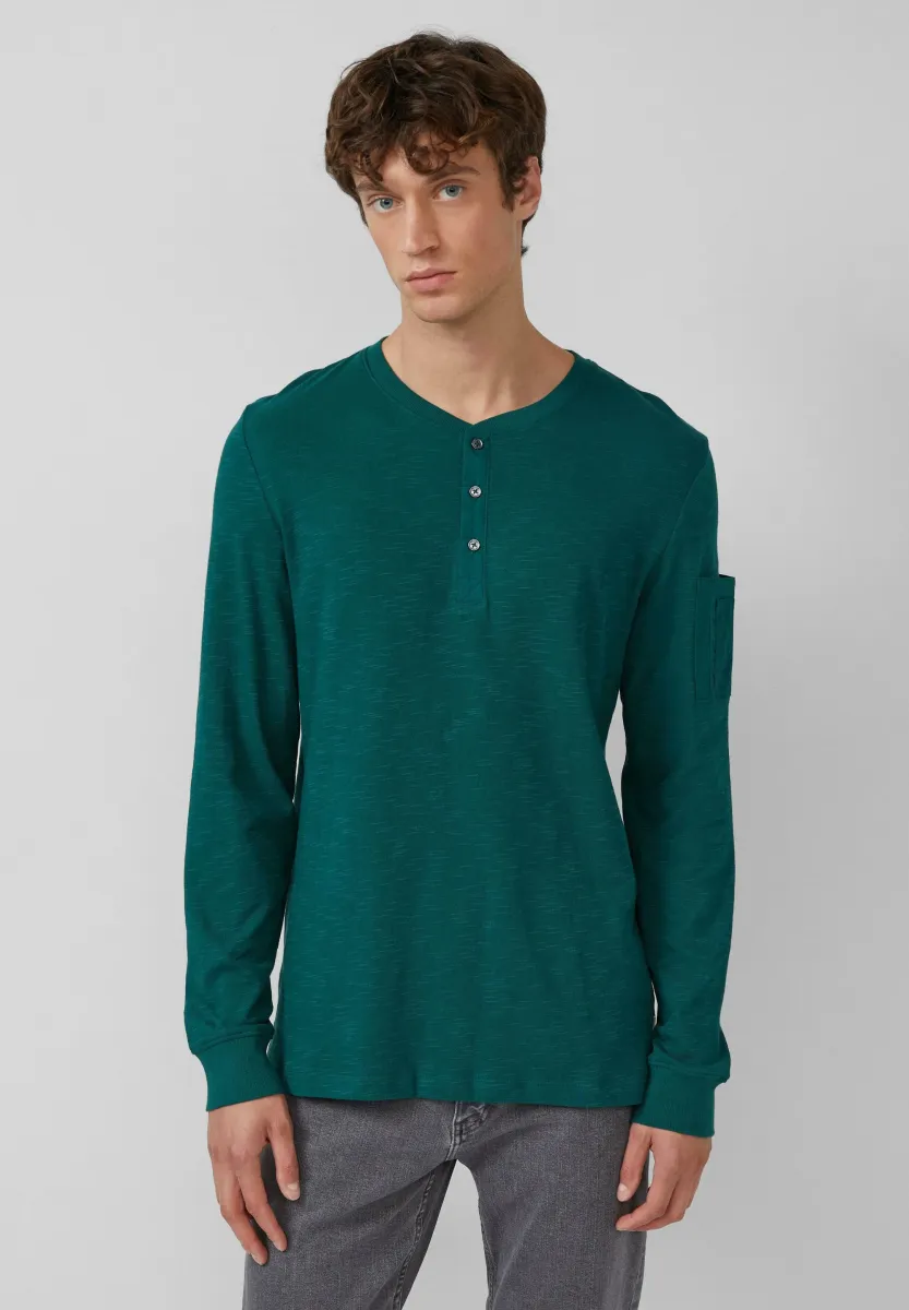 HENLEY MIT FLAMMSTRUKTUR UND ÄRMELTASCHE - Langarmshirt - tannengrün