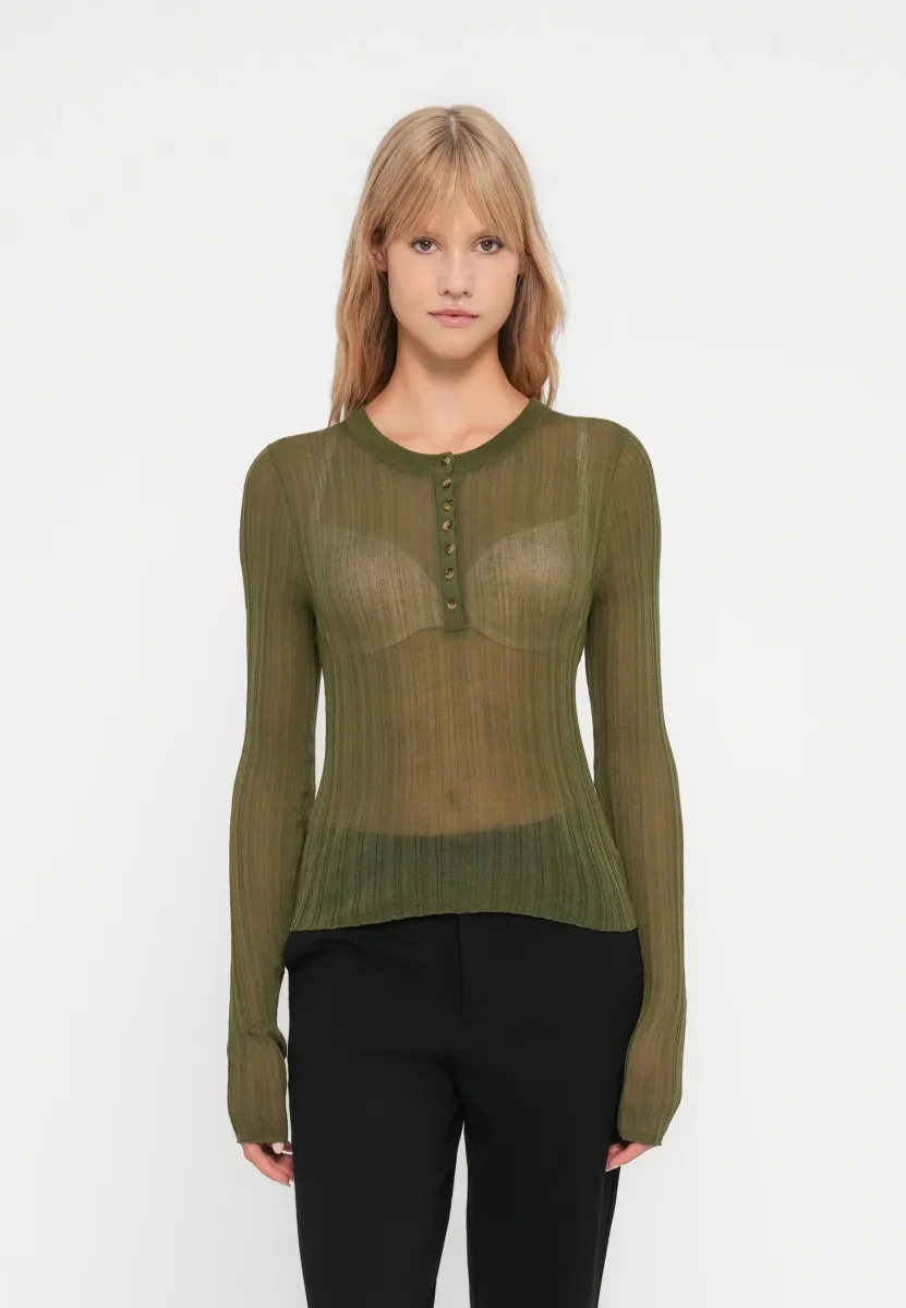 HENLEY - Strickpullover - army green