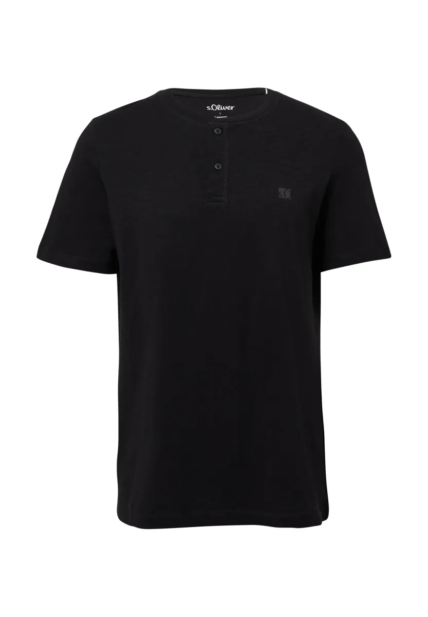 HENLEY - T-Shirt basic - schwarz