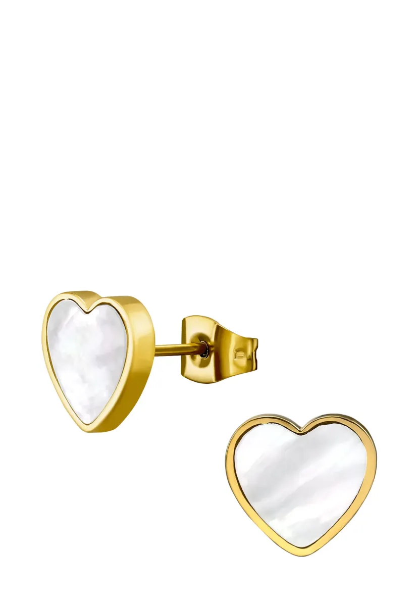 HERZ-AUS MIT IMITIERTEM PERLMUTT - Ohrringe - gold