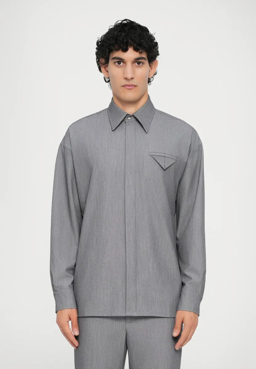 HIDDEN BUTTON SHIRT - Hemd - grey melange