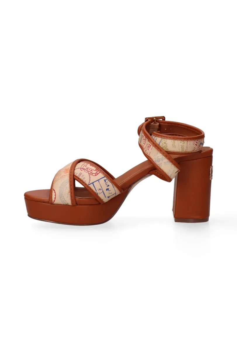 High Heel Sandalette - leather and light brown
