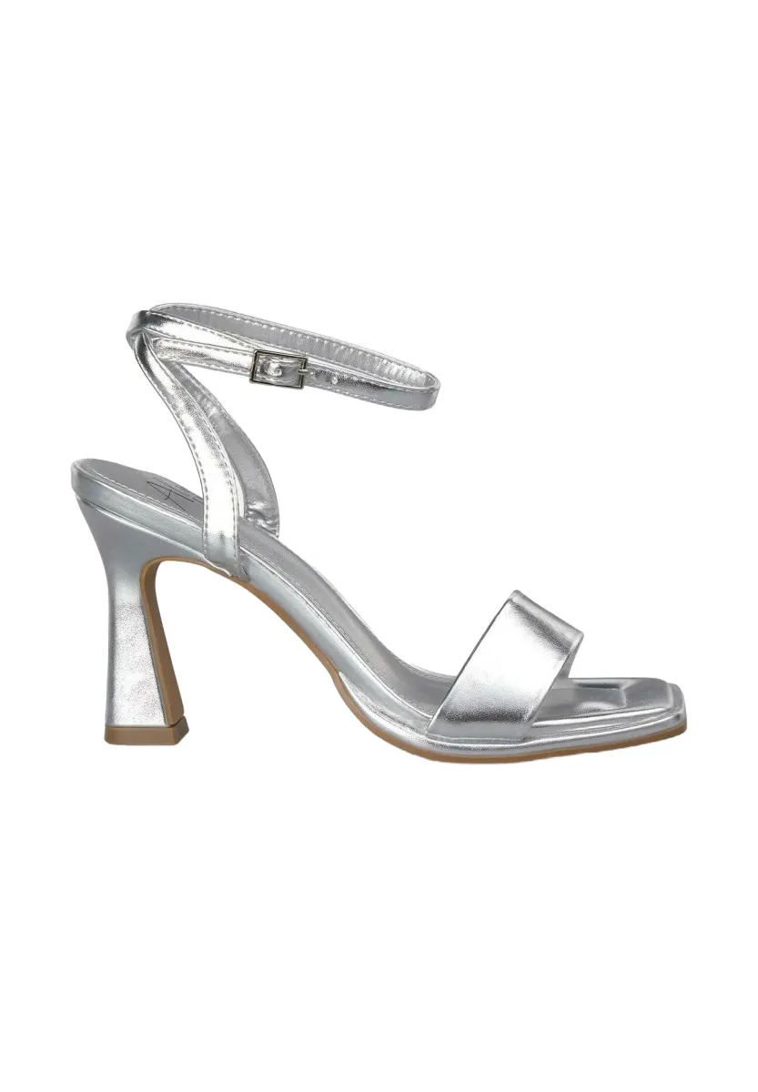 High Heel Sandalette - plateado