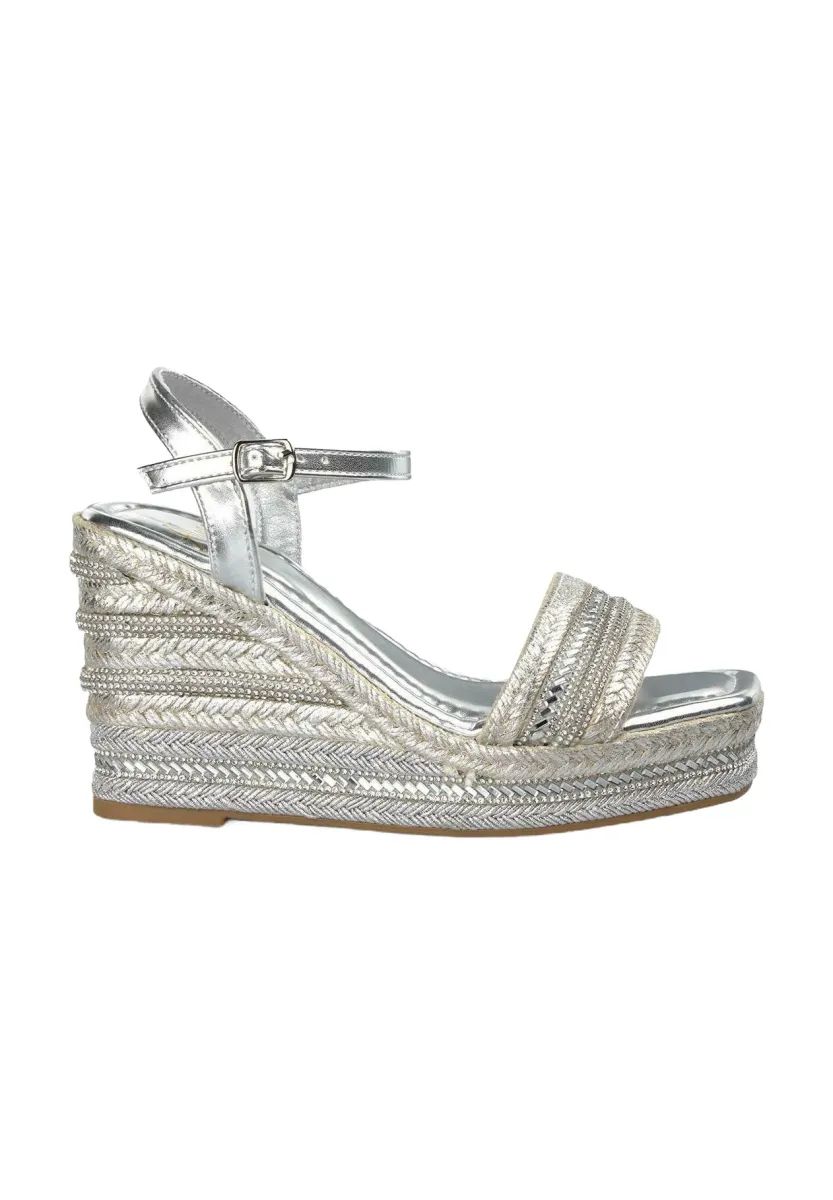 High Heel Sandalette - plateado