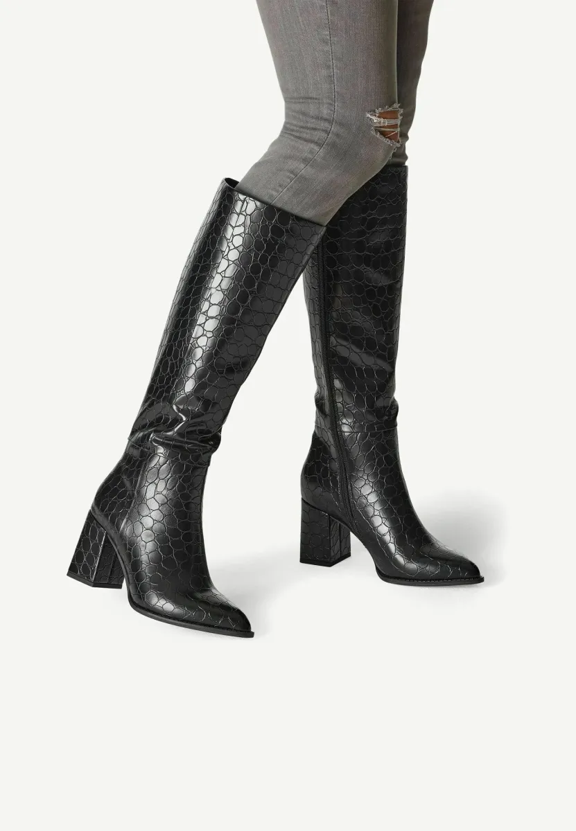 High Heel Stiefel - black str