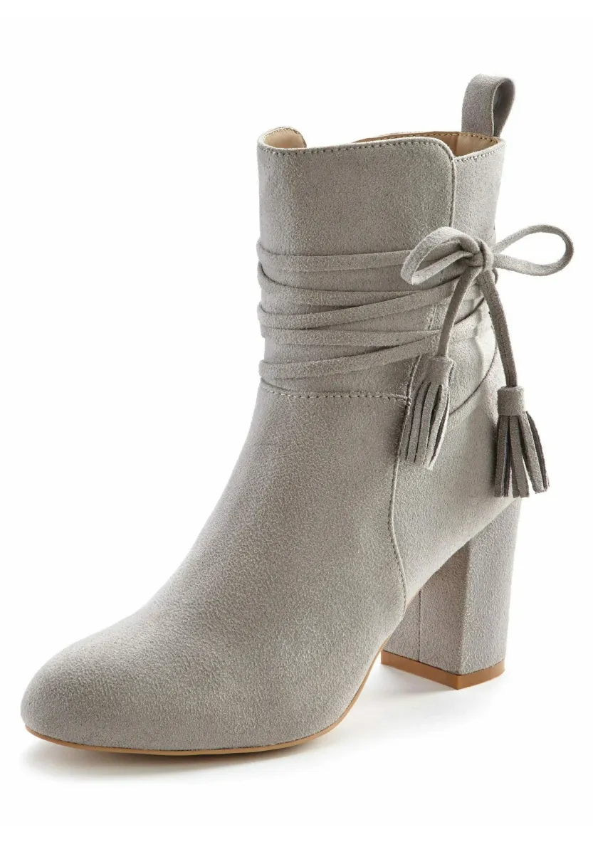High Heel Stiefelette - hellgrau
