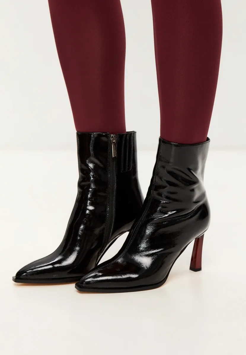 High Heel Stiefelette - patent black