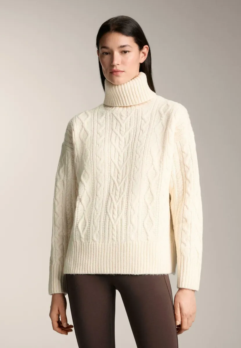 HIGH NECK CABLE - Strickpullover - stone