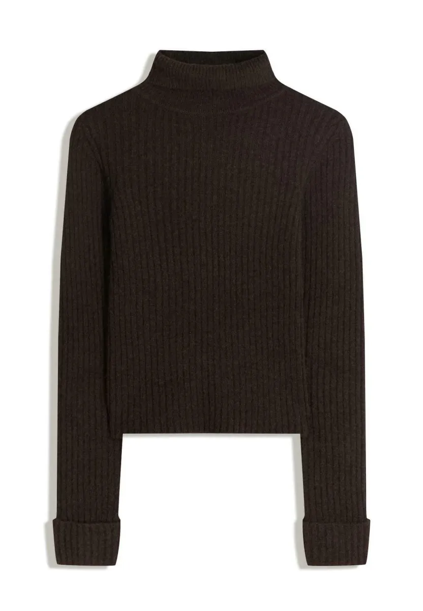 HIGH-NECK - Strickpullover - dark brown