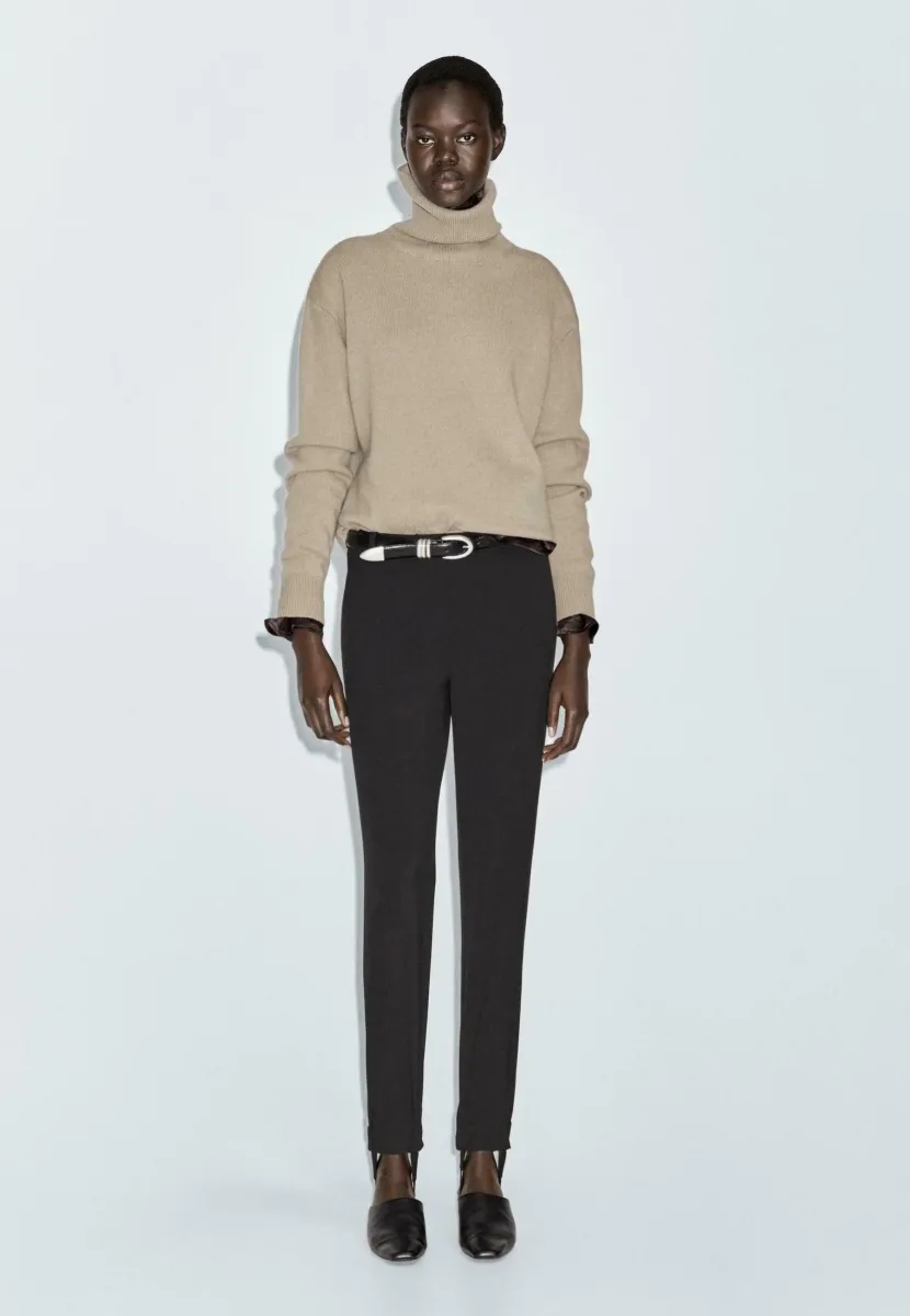 HIGH NECK SWEATER - Strickpullover - mottled grey