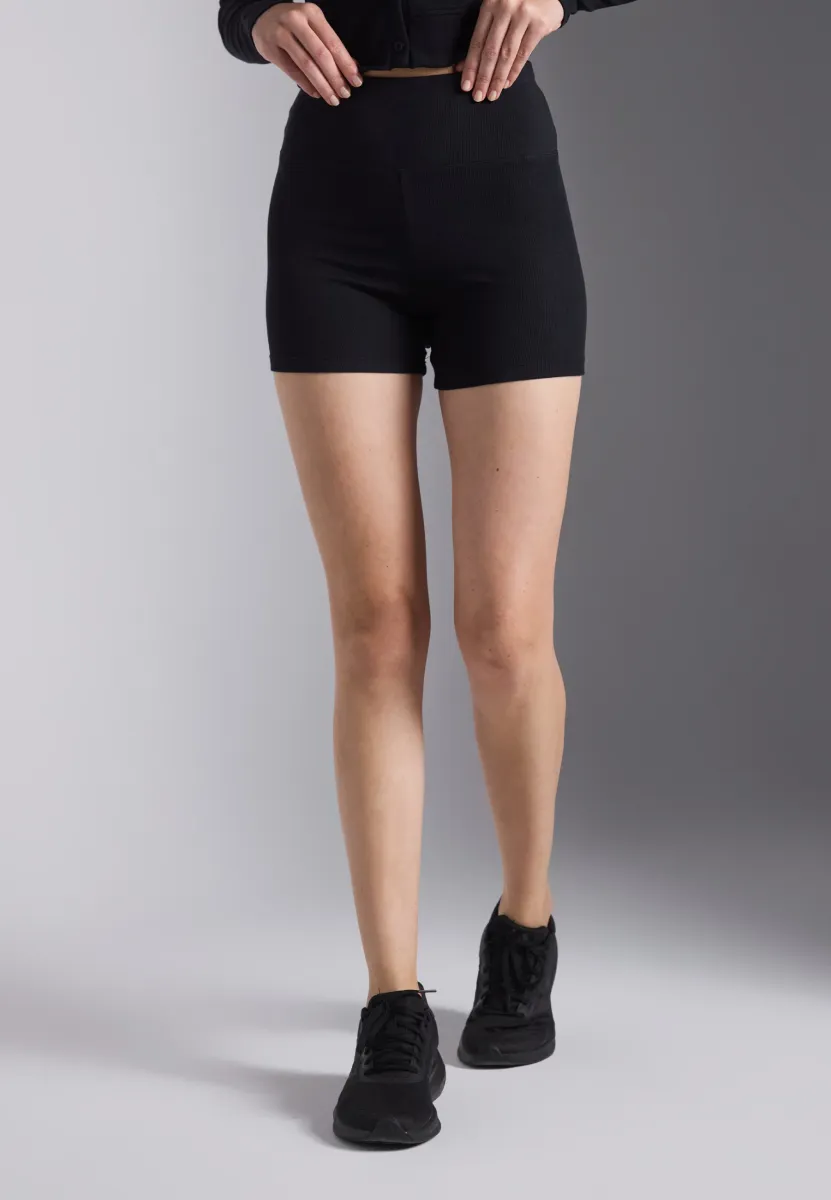 HIGH RISE BOOTY SHORTS - Leggings - Hosen - black