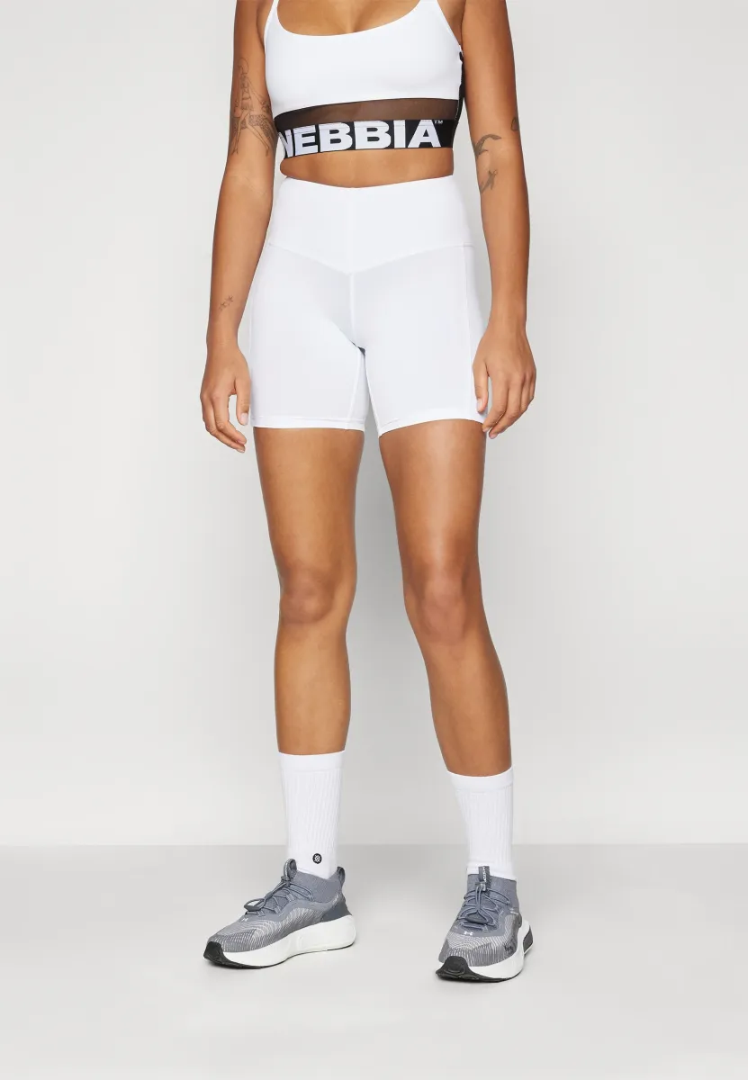 HIGH WAISTED BIKER SHORTS - Tights - white