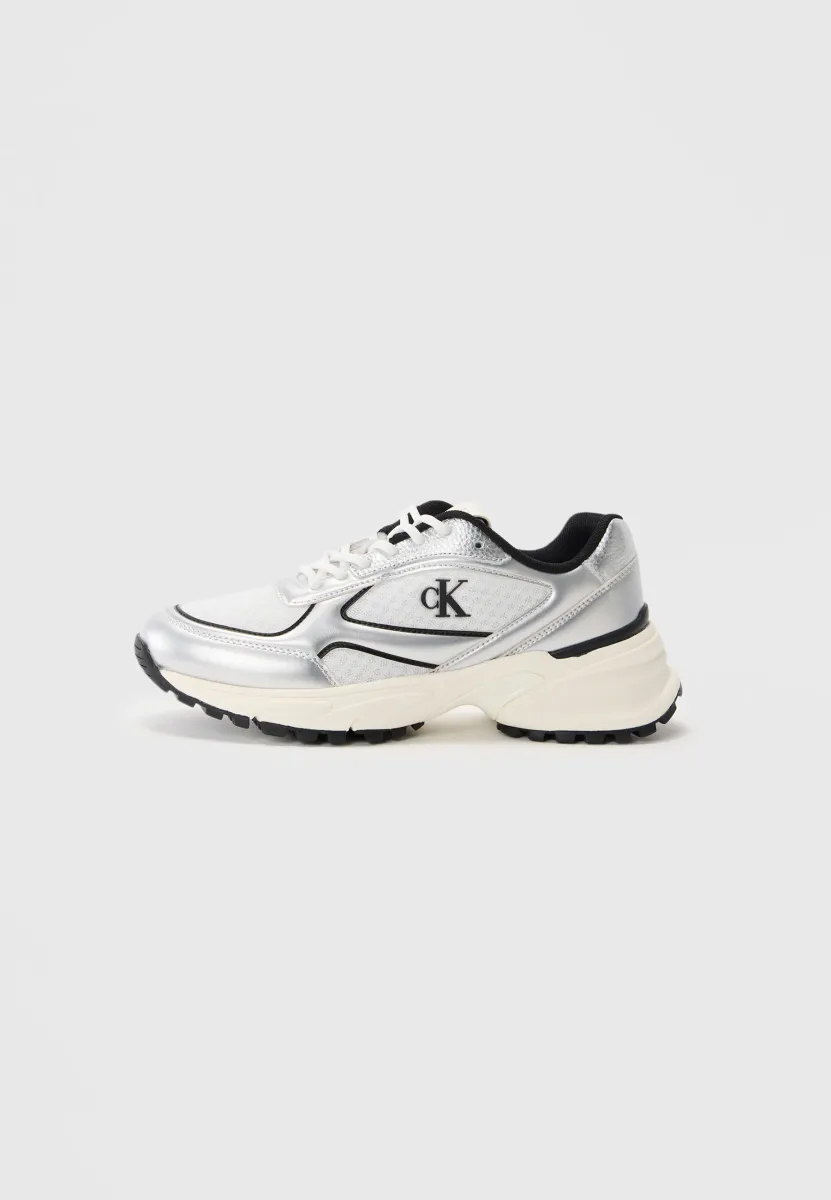 HIKE RUNNER - Sneaker low - silver-coloured/black/bright white