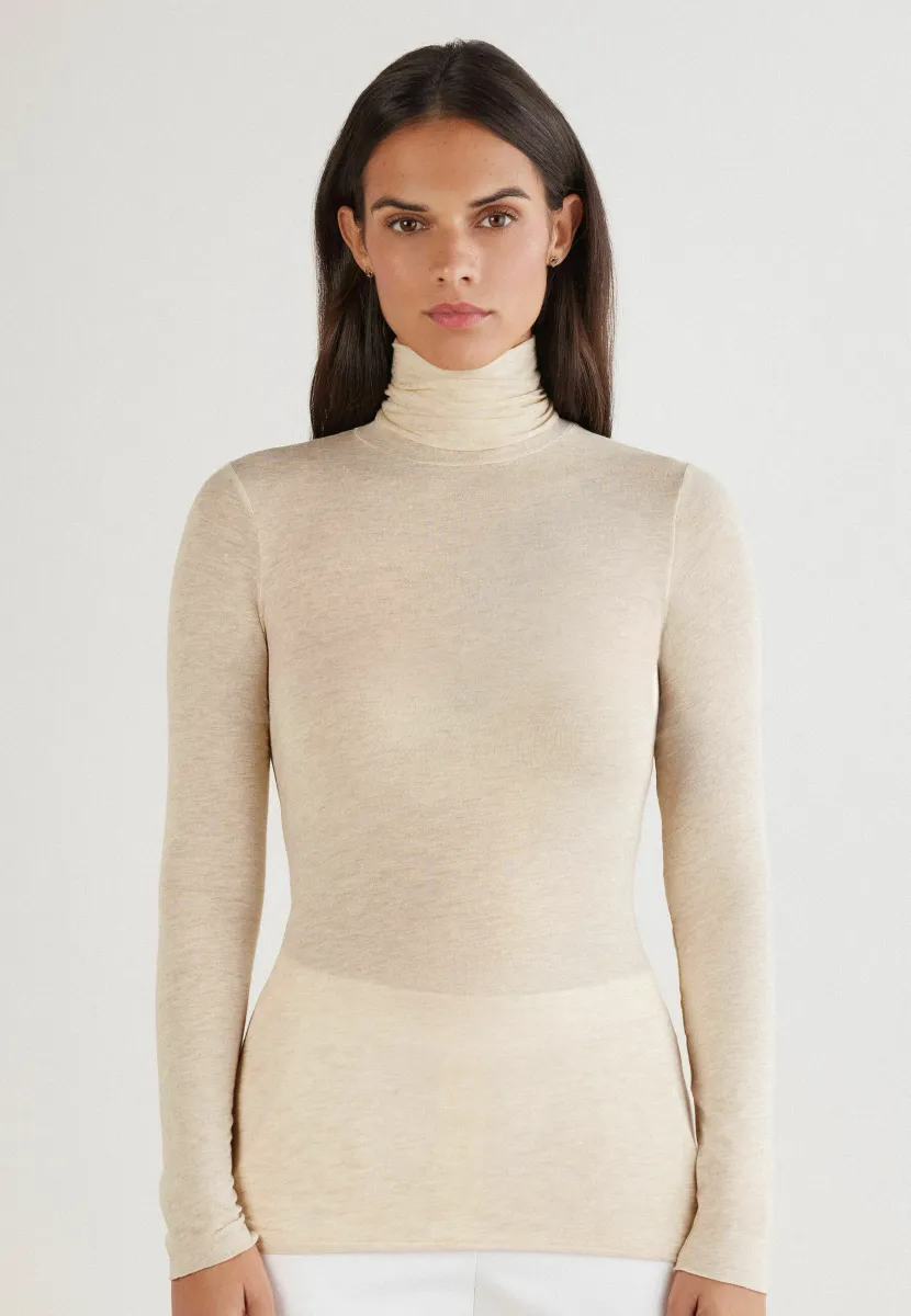 HOCHGESCHLOSSENES -ULTRALIGHT - Langarmshirt - beige