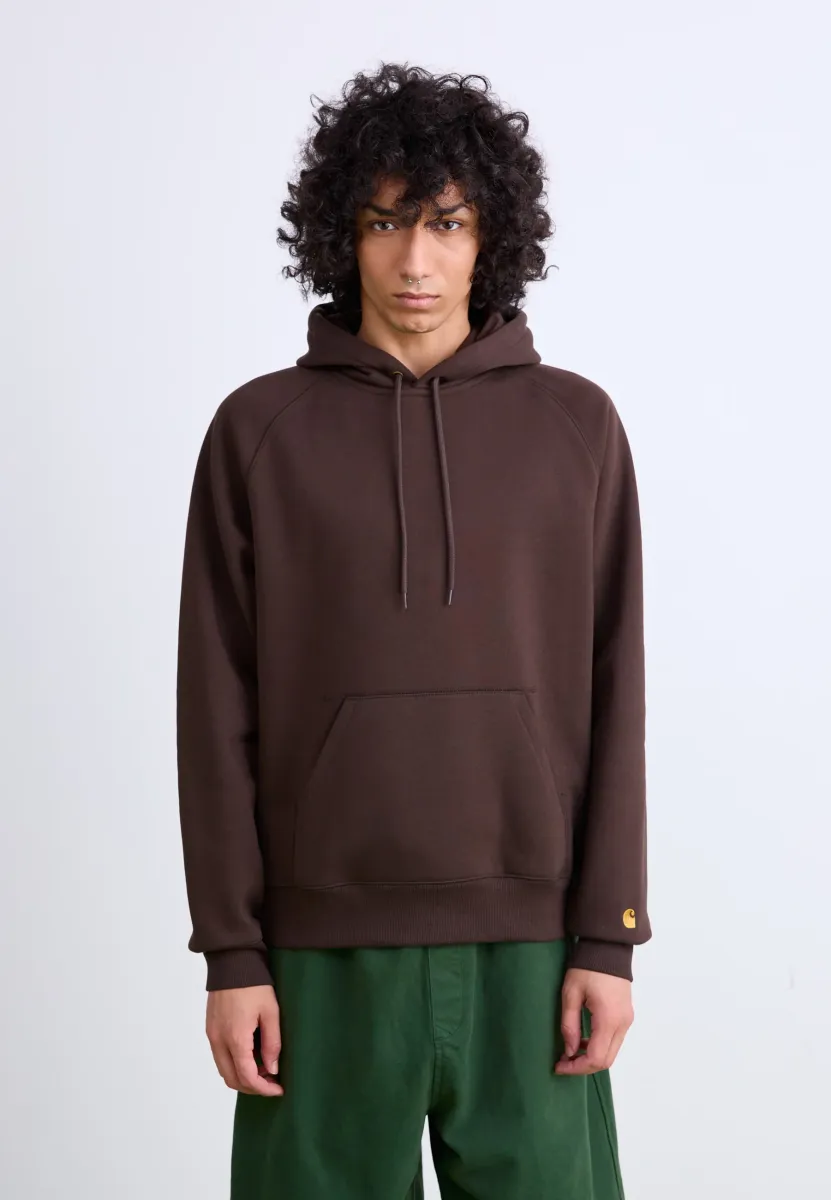 HOODED CHASE - Sweatshirt - tobacco/gold