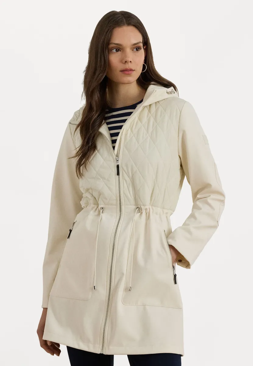 HOODED DIAMOND-QUILTED MOCKNECK JACKET - Parka - cream