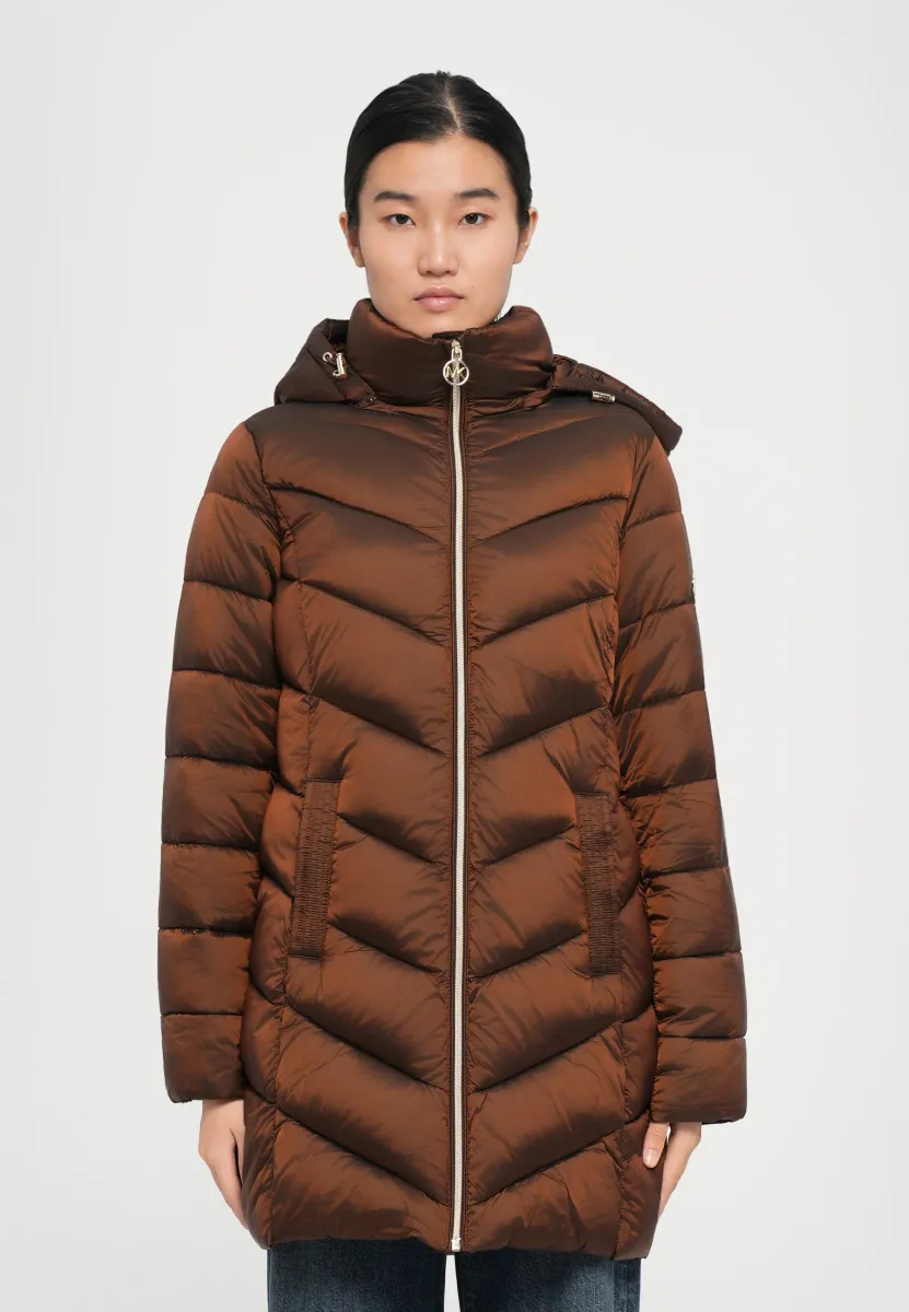 HOODED LONGLINE CHEVRON - Wintermantel - caramel