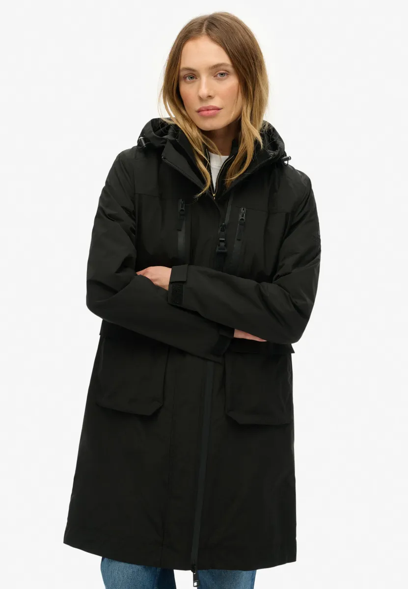 HOODED LONGLINE SHELL - Parka - black