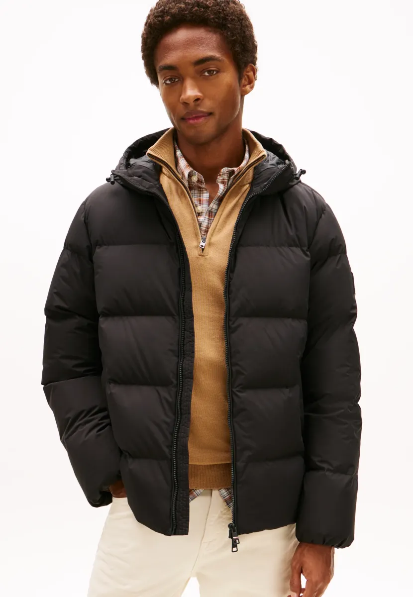 HOODED PUFFER - Daunenjacke - black