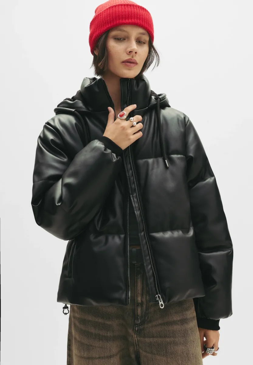 HOODED PUFFER  - Winterjacke - black