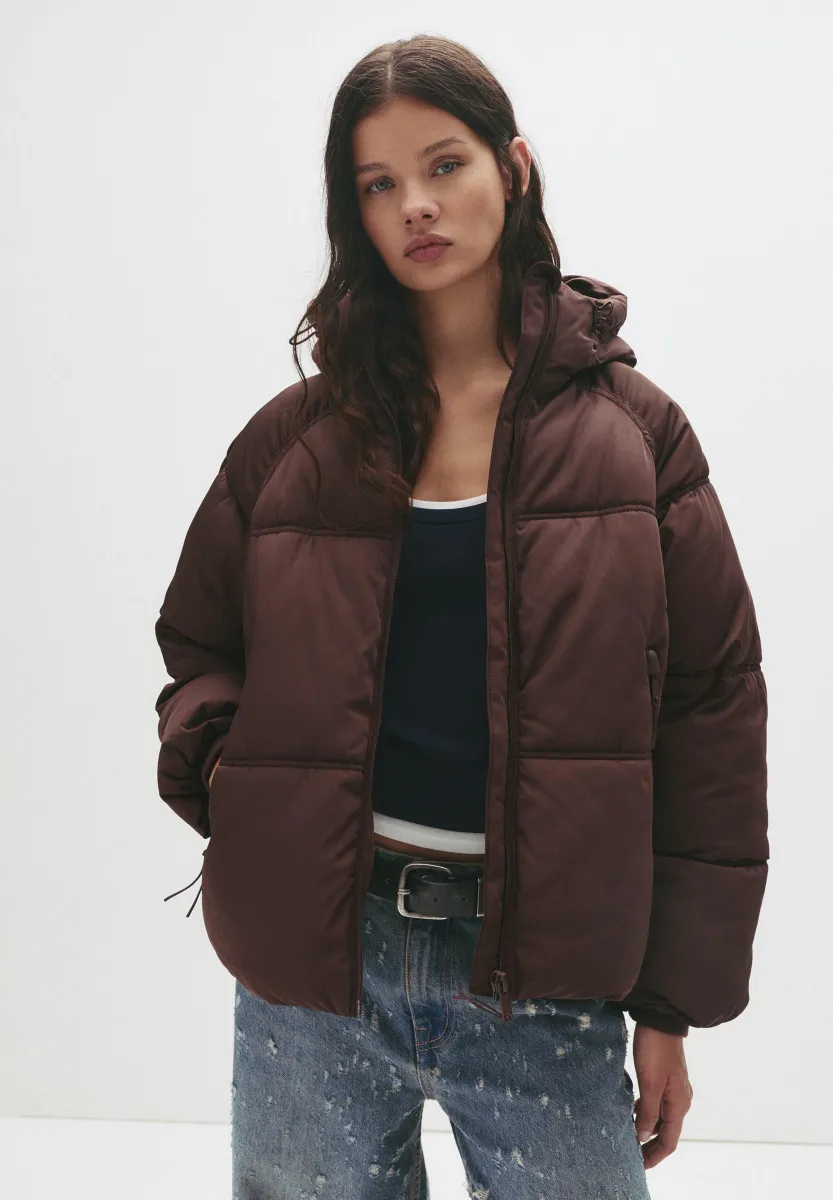 HOODED PUFFER - Winterjacke - bordeaux