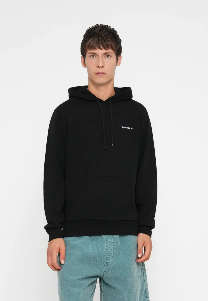 HOODED SCRIPT EMBROIDERY - Kapuzenpullover - black/white