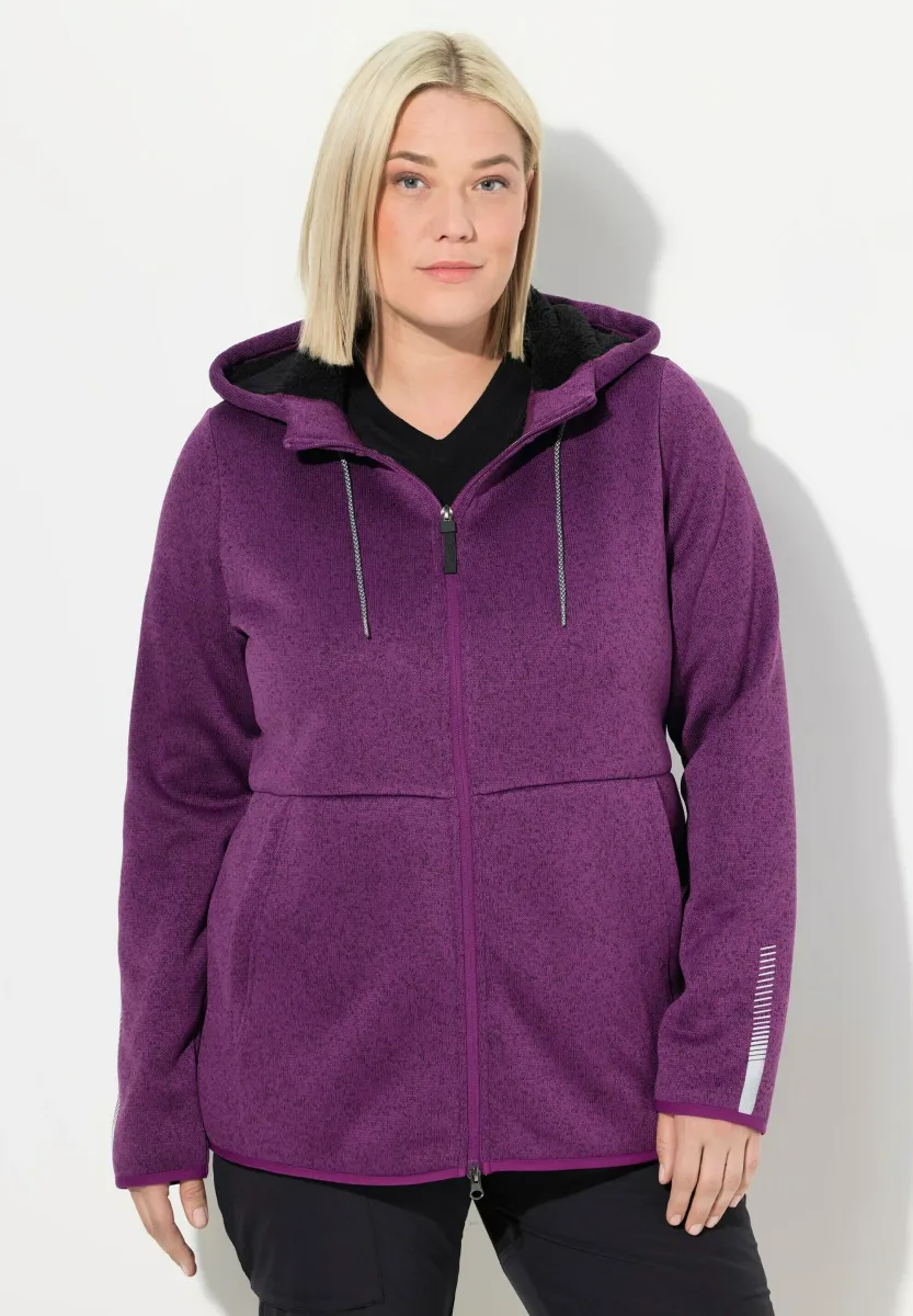 HOODED ZIP FRONT - Strickjacke - aubergine