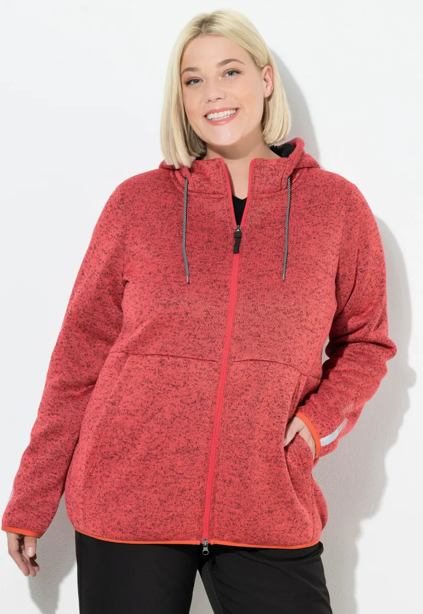 HOODED ZIP FRONT - Strickjacke - coral