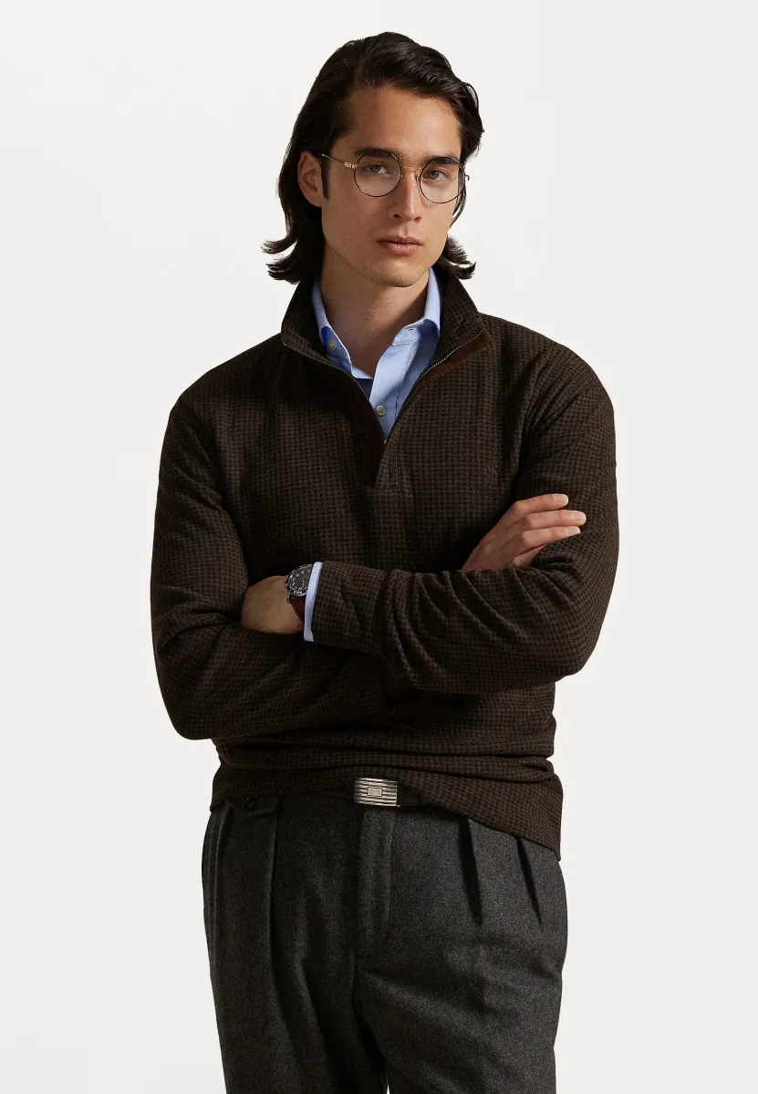 HOUNDSTOOTH LUXURY JERSEY PULLOVER - Strickpullover - alpine brown