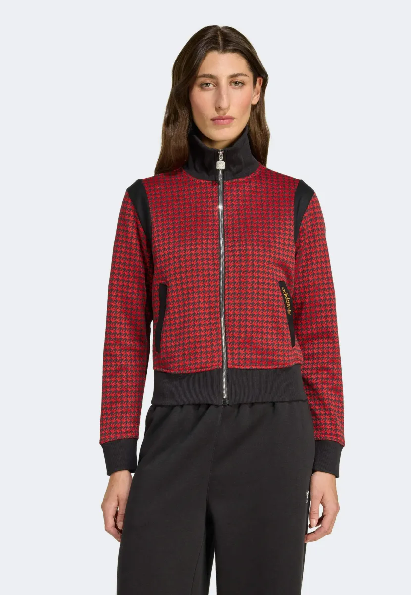 HOUNDSTOOTH TRACK TOP - Strickjacke - better scarlet   black