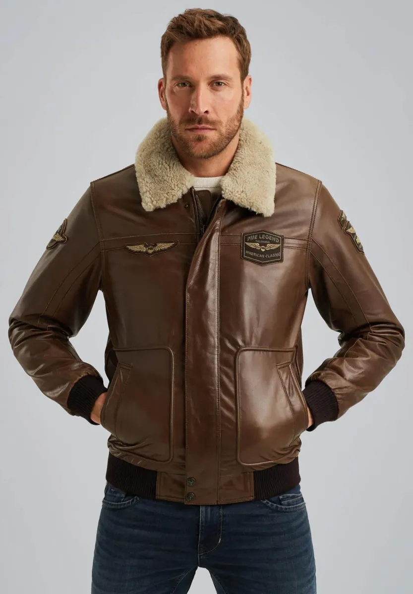 HUDSON - Lederjacke - d brown