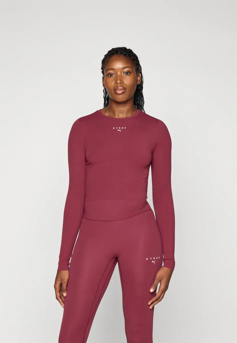 HYROX SHAPELUXE CROP TEE - Langarmshirt - ruby shimmer