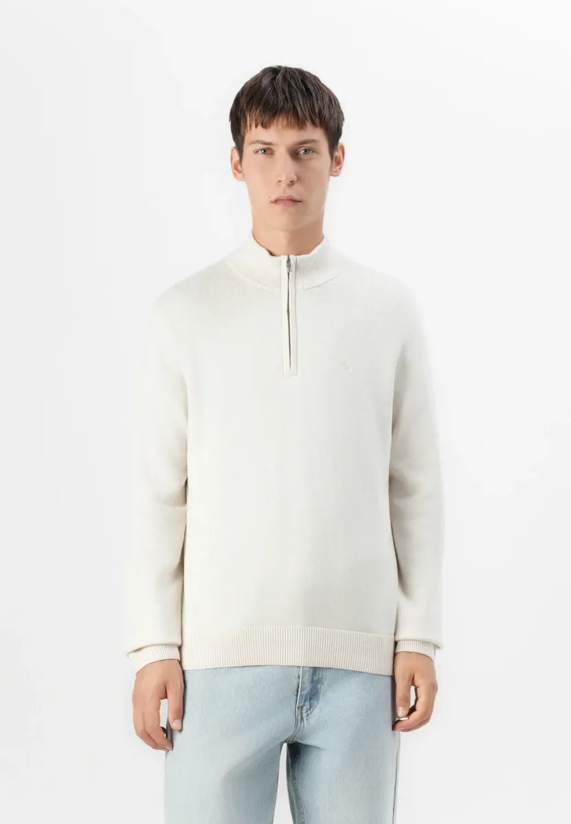 ICON QUARTER ZIP - Strickpullover - off white