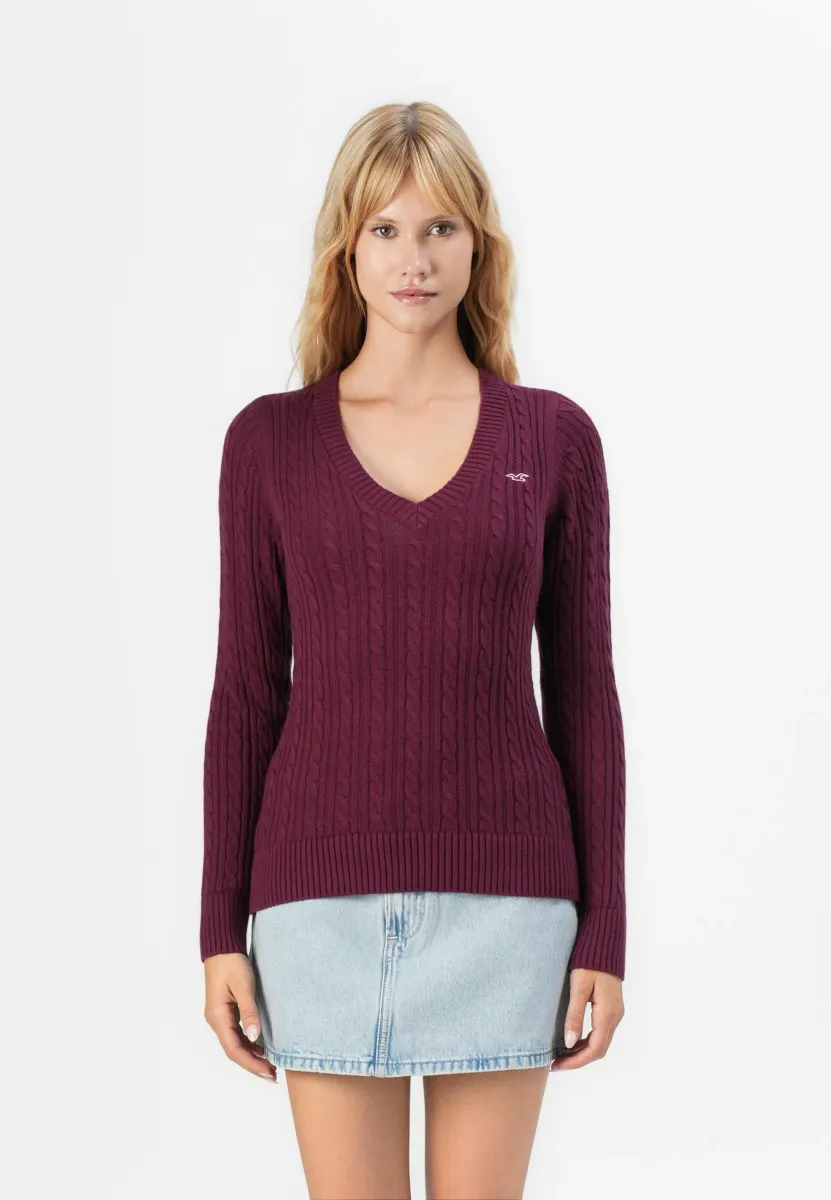 ICON V NECK  - Strickpullover - dark red