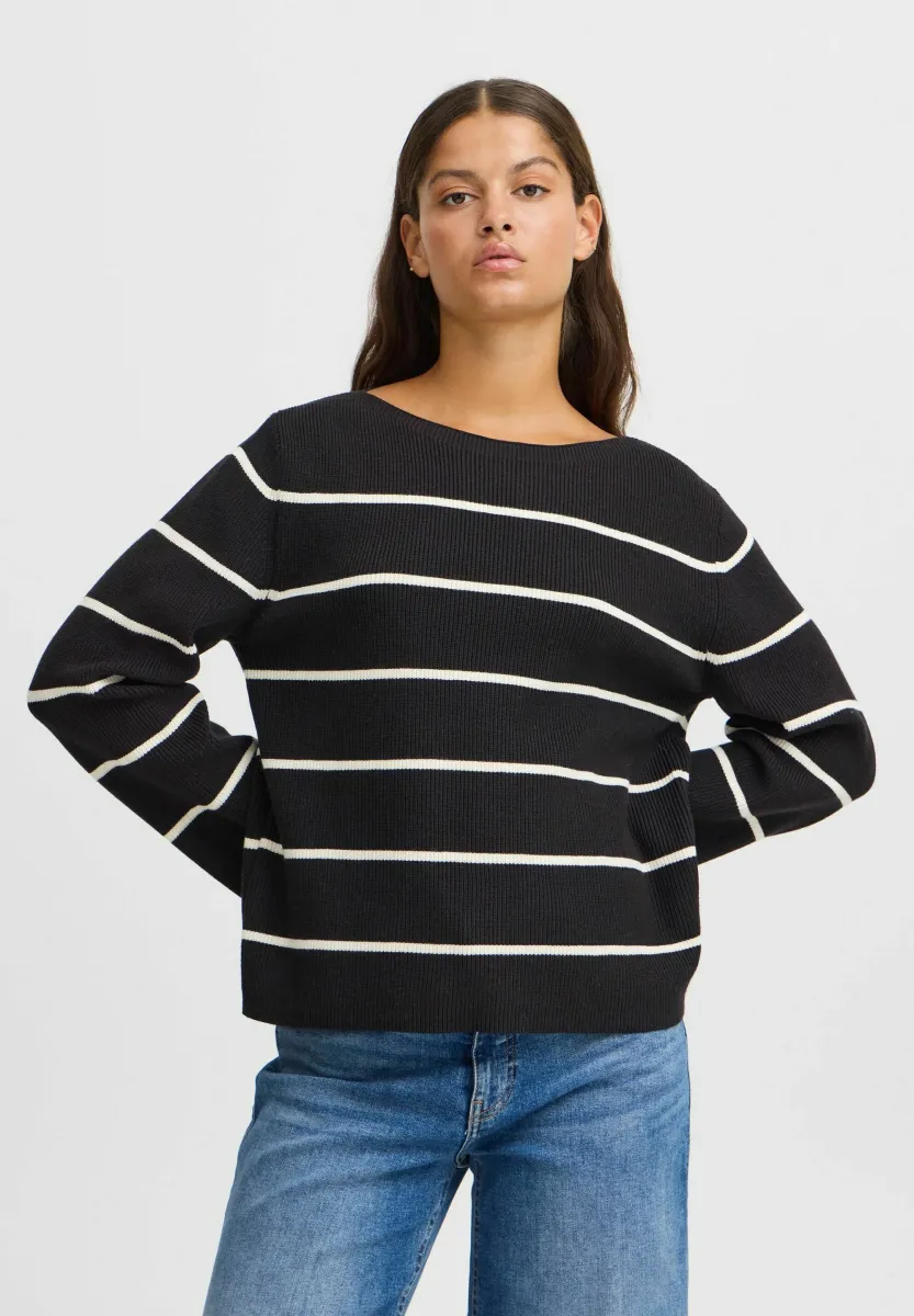 IHBOSTON - Strickpullover - meteorite almond milk stripe