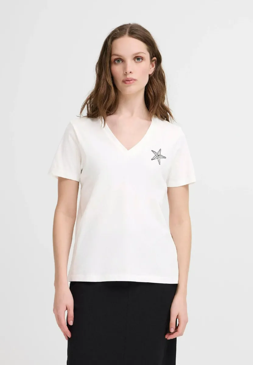 IHCAMINO - T-Shirt basic - cloud dancer w black